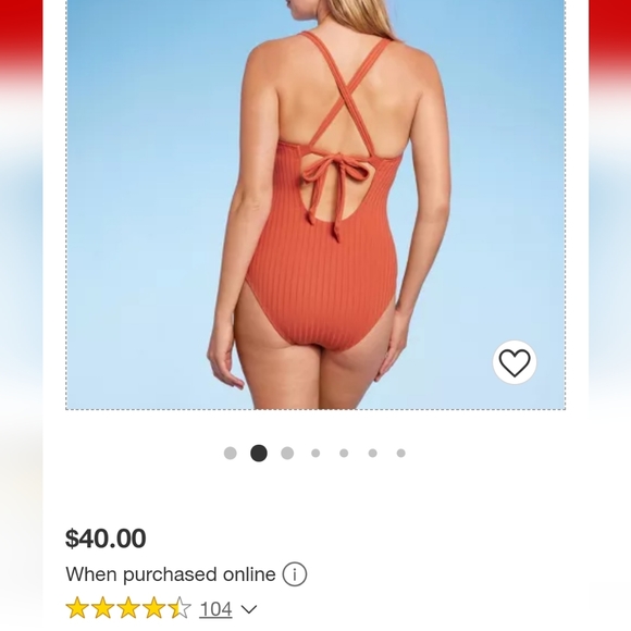 Kona Sol One Piece Orange Bathing Suit Size Small - Picture 4 of 7